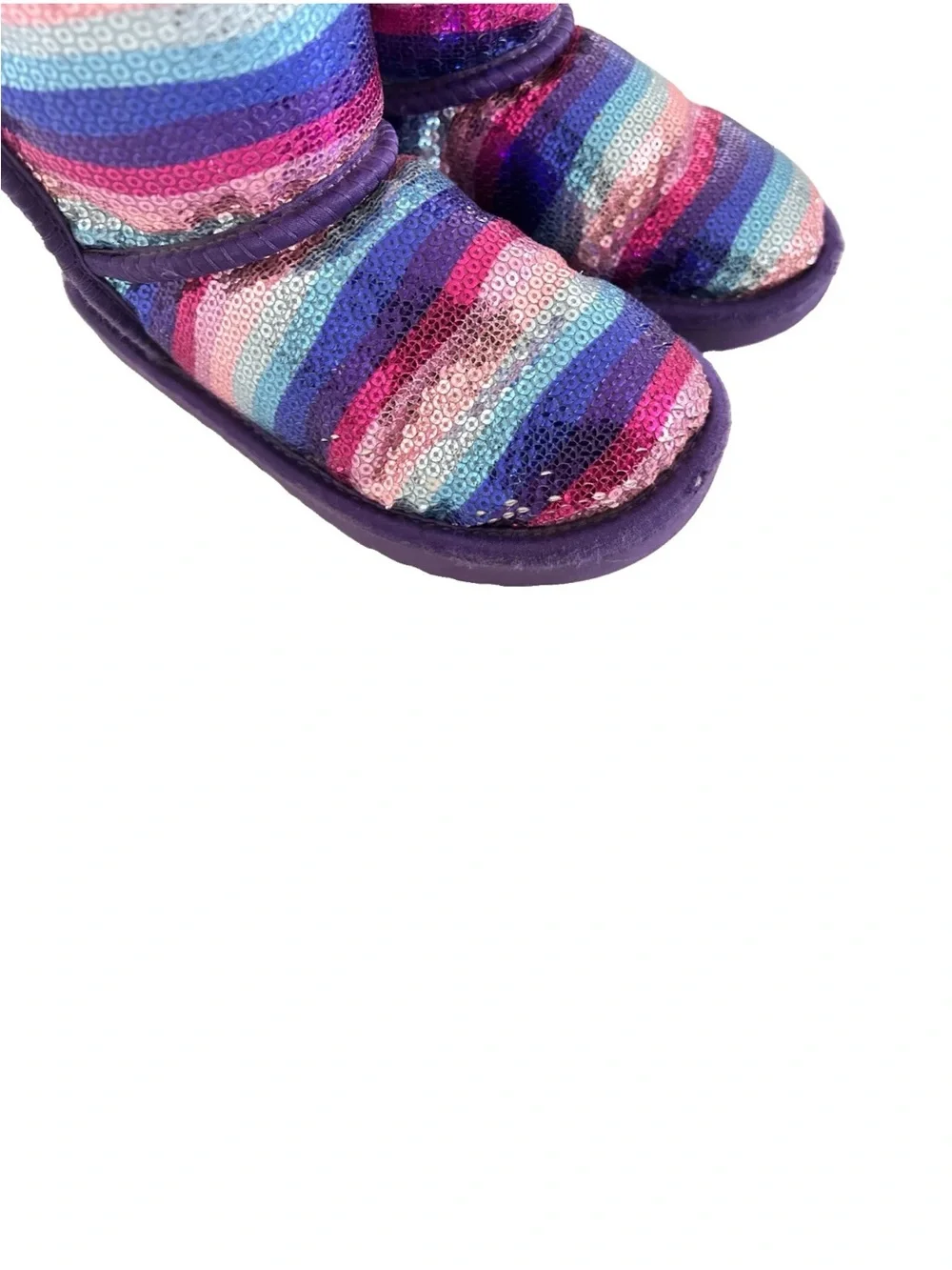 UGG | Classic Short II Girls Size 12 Purple Rainbow Sequins Slip On